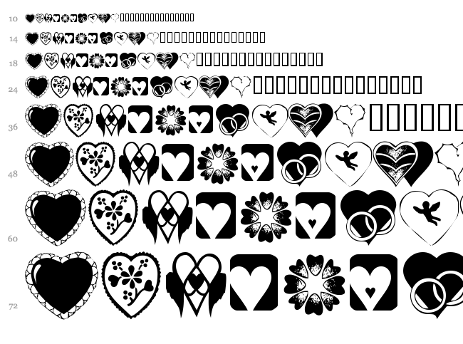 KR Heartiness font waterfall